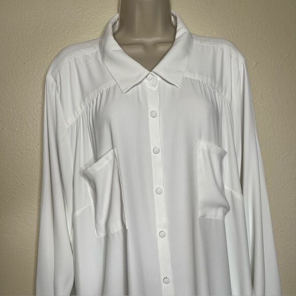Torrid Madison Georgette Button Up Long Sleeve White Sheer Shirt Women Size 4X - Picture 4 of 16
